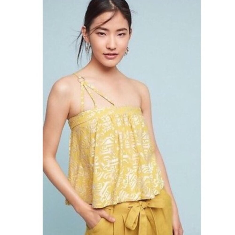 Floreat Anthropologie Metallic Sun-Etched Cami Blouse Size XS One Strap